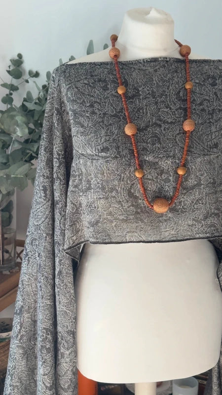 Handmade Silver lining Pashmina Crop Top