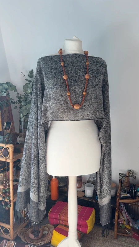 Handmade Silver lining Pashmina Crop Top