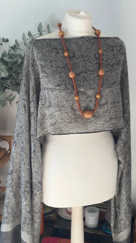 Handmade Silver lining Pashmina Crop Top